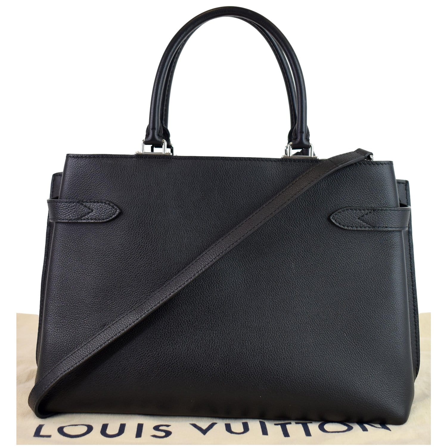 Louis Lockme Day Grained Calf 2Way Shoulder Black Shoulder Bag