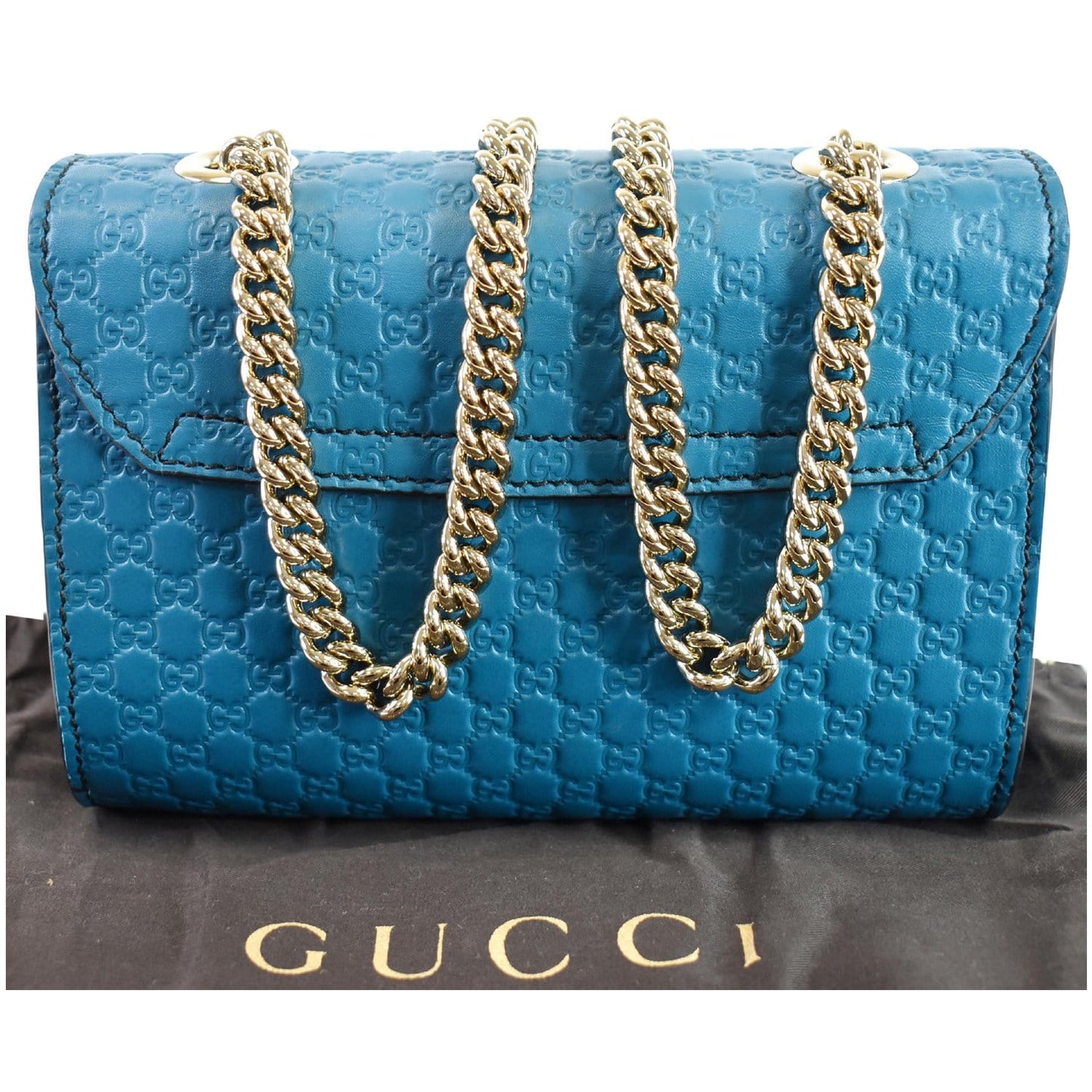 Gucci Emily Micro ssima Shoulder Bag Teal Leather Mini