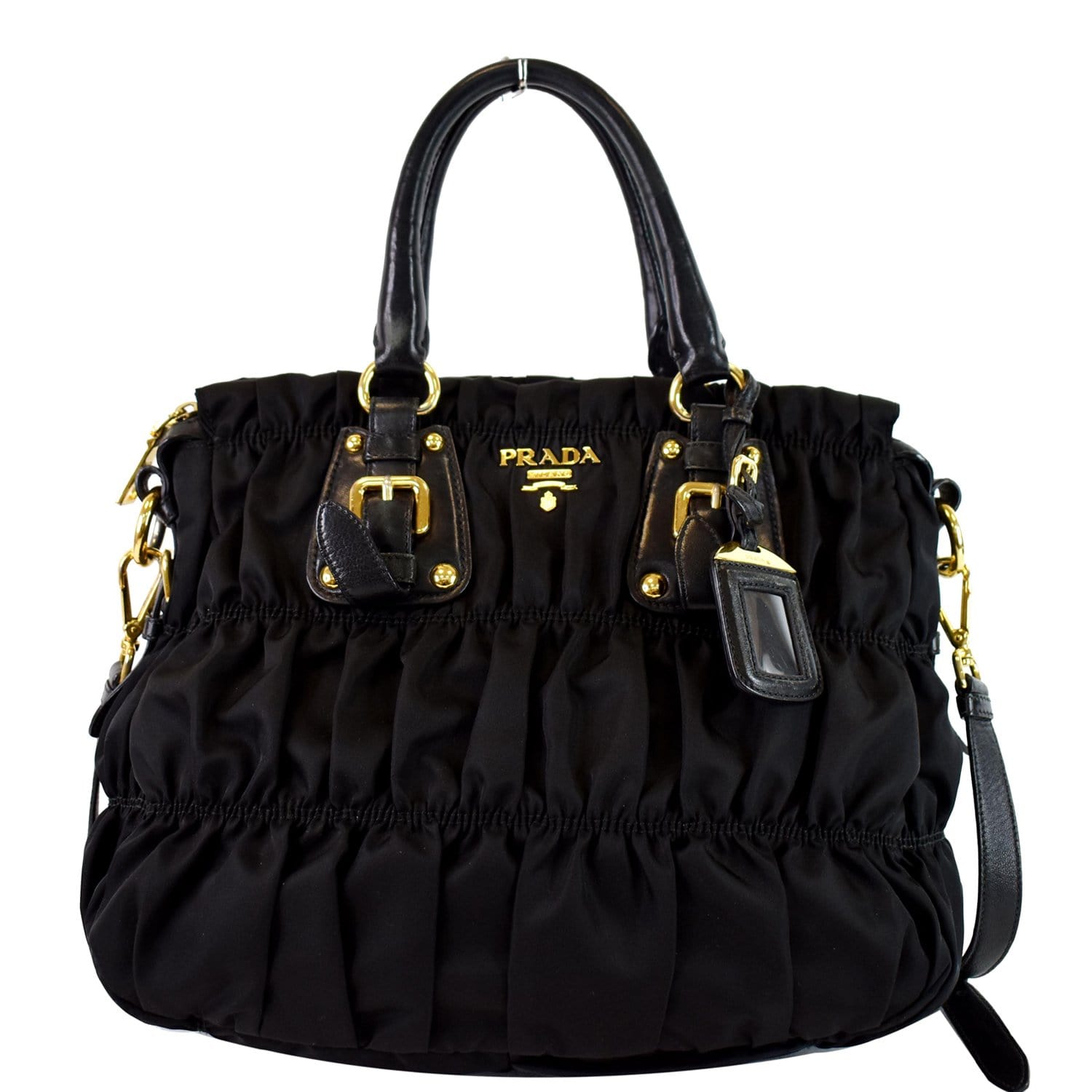 Prada Gaufre Nappa Tote Bag Leather Black Shoulder Bag