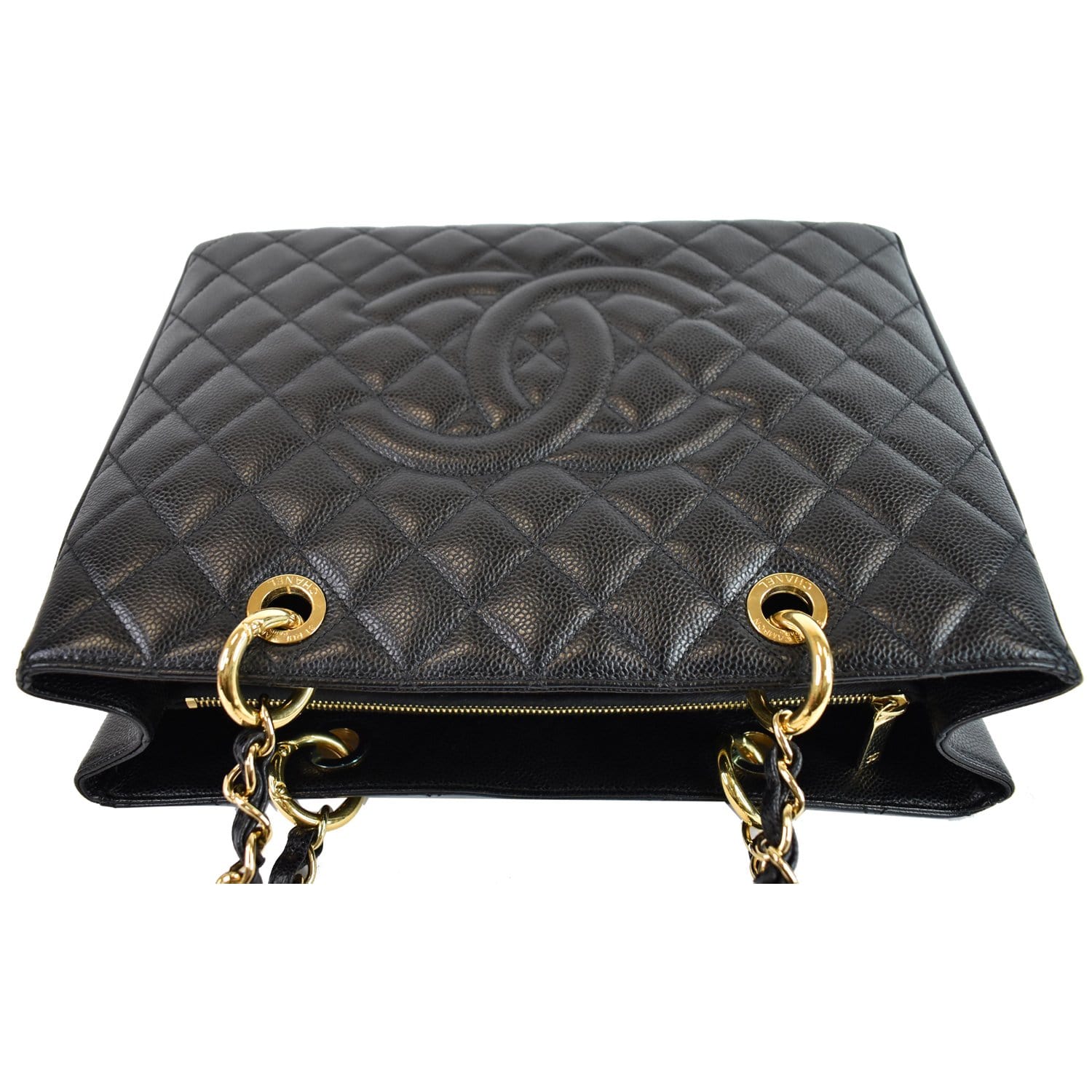 Chanel Grand Shopping Gst Caviar Tote Bag Leather Black Grand Shopping