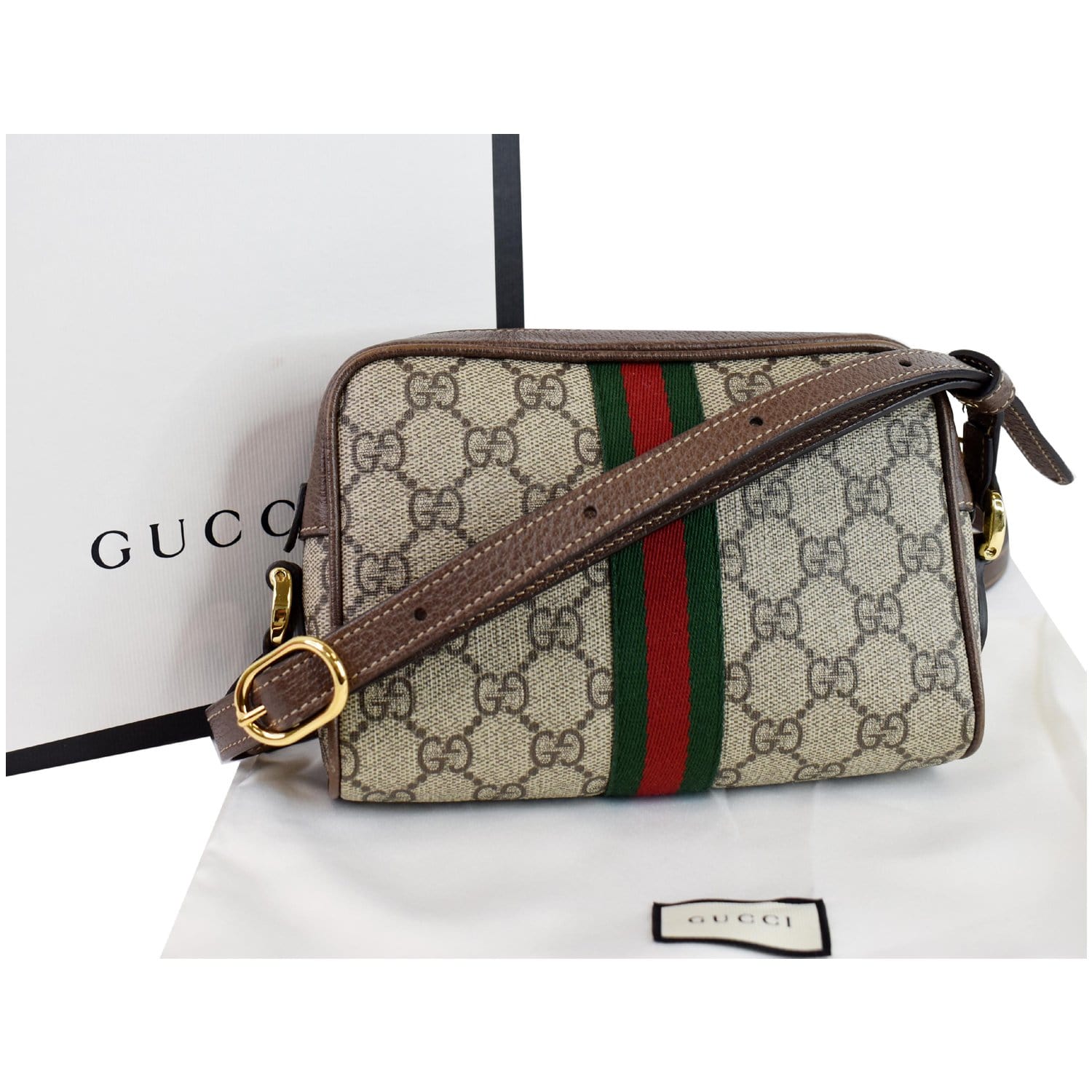 Gucci Ophidia Supreme Crossbody Bag Beige Mini