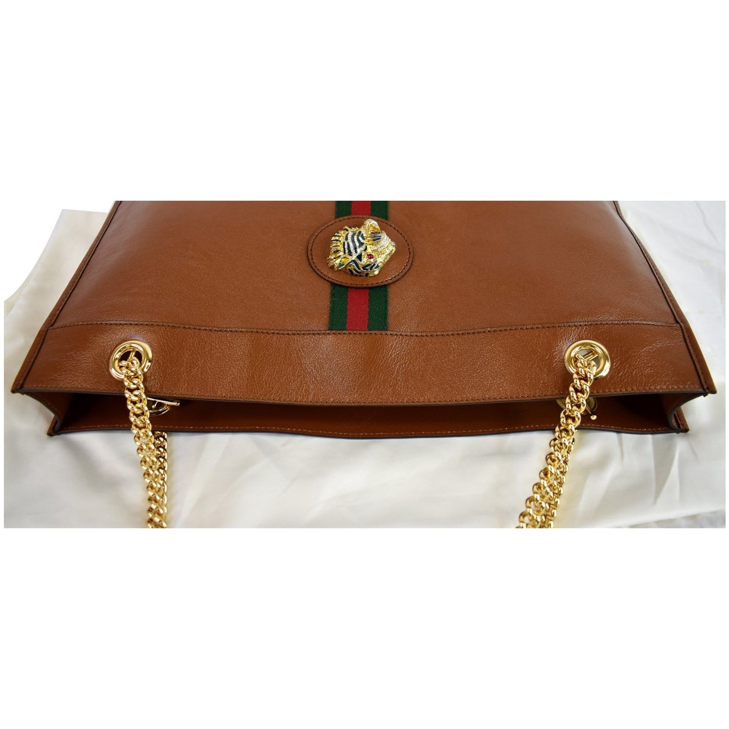 Gucci Rajah Tote Shoulder Bag Leather Brown Brown 537219