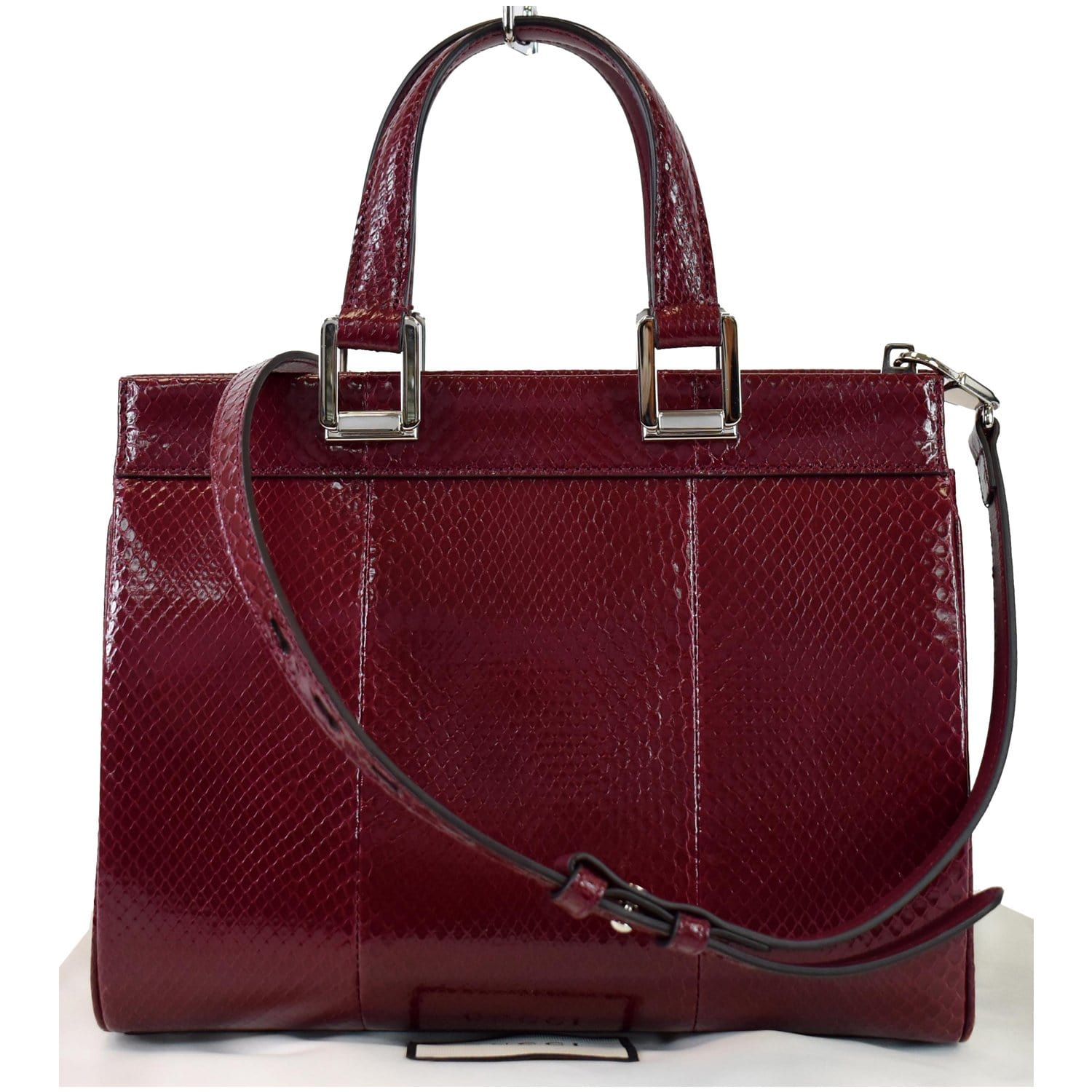 Gucci Zumi Snakeskin Top Handle Bag Bordeaux Leather Small Travel Bag