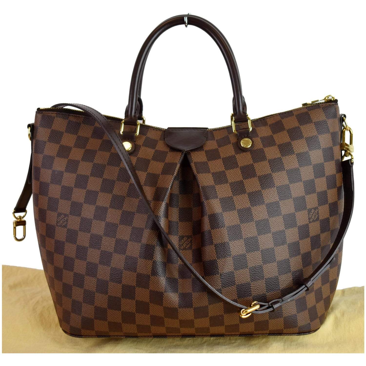 Louis Siena Gm Damier Ebene Shoulder Bag Brown