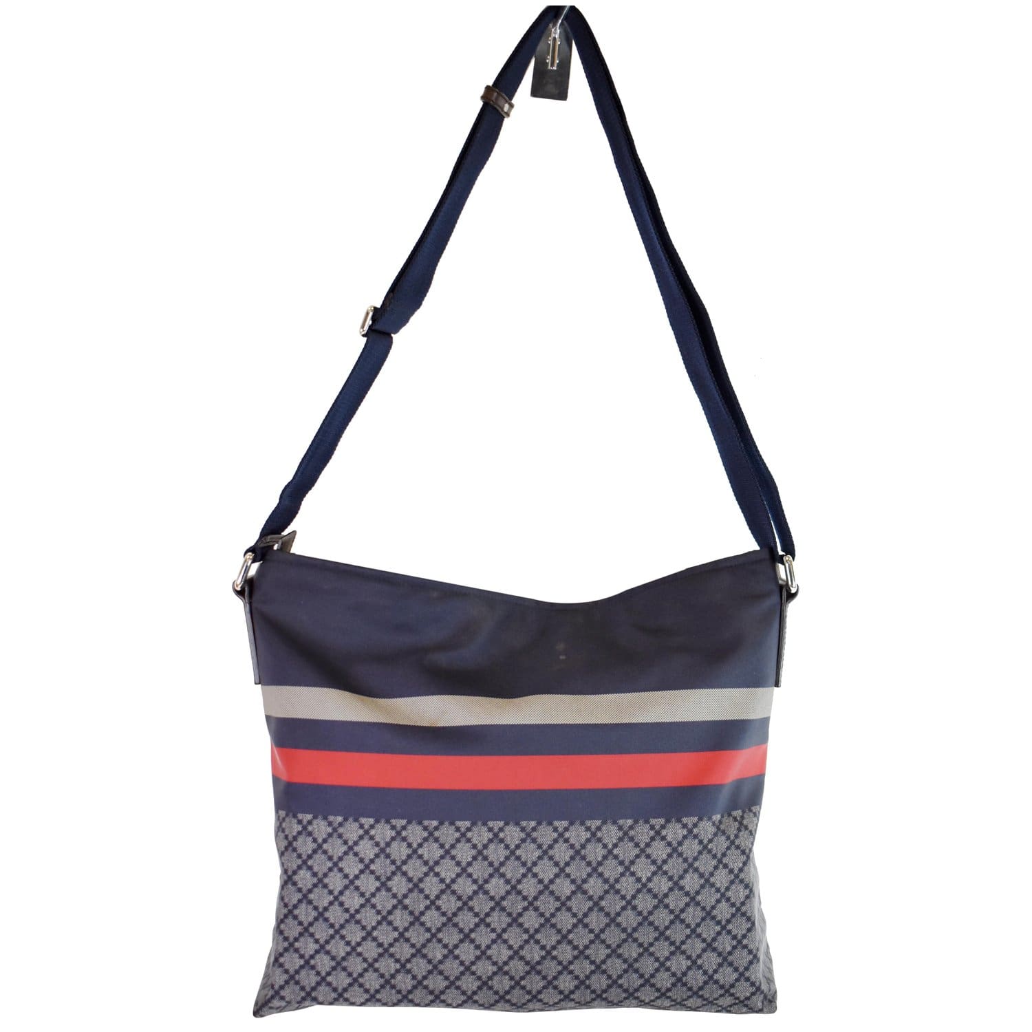 Gucci Diamante Crossbody Messenger Bag Nylon Blue Crossbody Bag