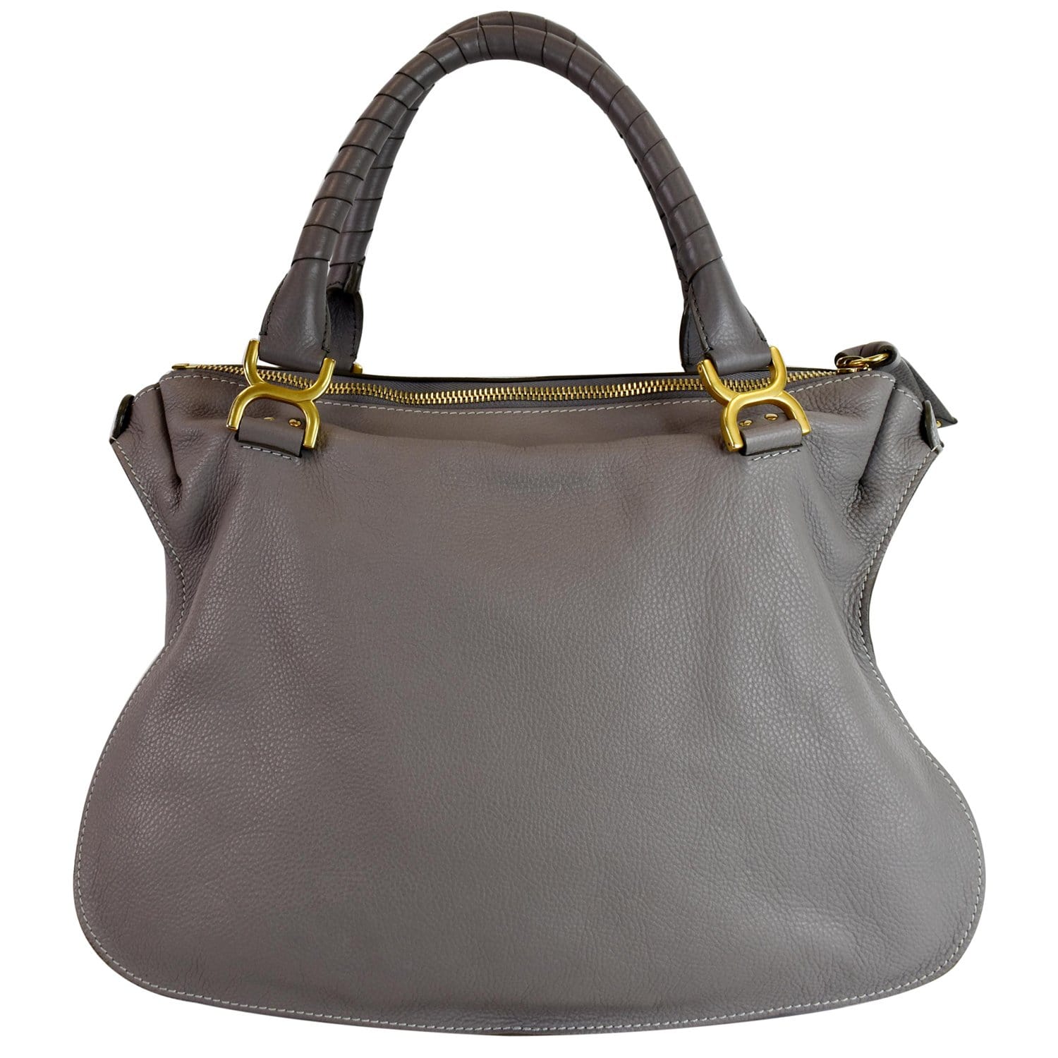 Chloe Marcie Calfskin Shoulder Bag Grey Leather Large