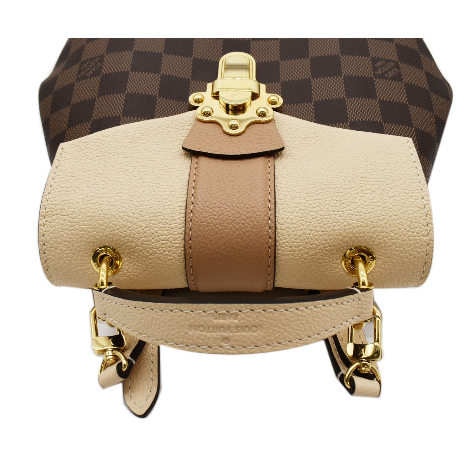 Louis Clapton Damier Ebene Backpack Bag Creme Beige
