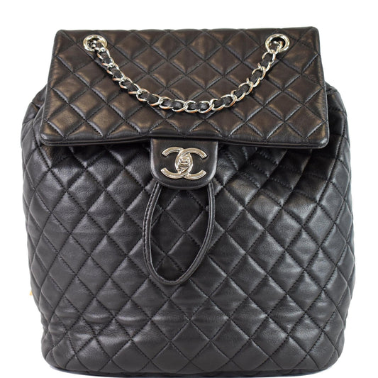 Chanel Urban Spirit Lambskin Backpack Bag Quilted Black