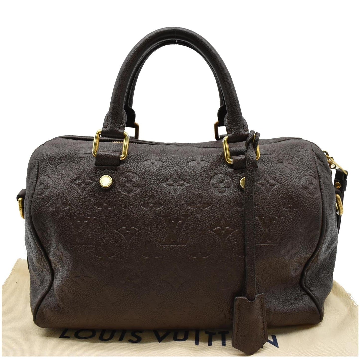 Louis Speedy Empreinte Satchel Bag Terre Leather Monogram Travel Bag