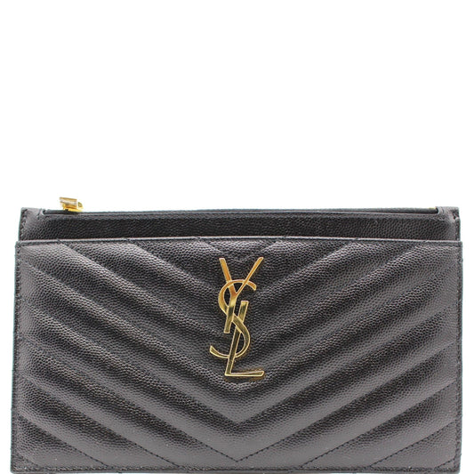 YSL Saint Laurent Saint Bill Pouch Grain De Poudre Travel Black Travel Bag