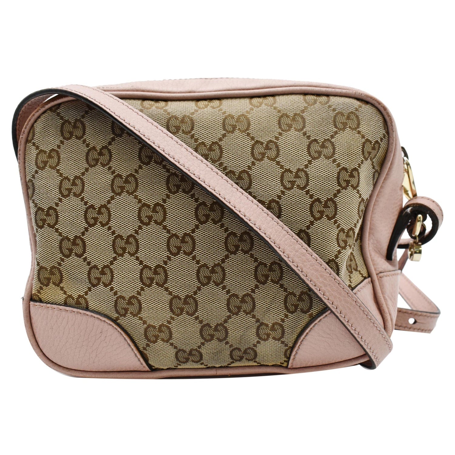 Gucci Bree Crossbody Bag Leather Canvas Pink 449413