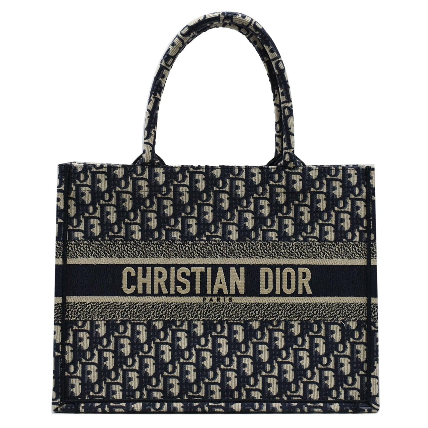Dior Book Oblique Embroidery Tote Bag Blue Medium