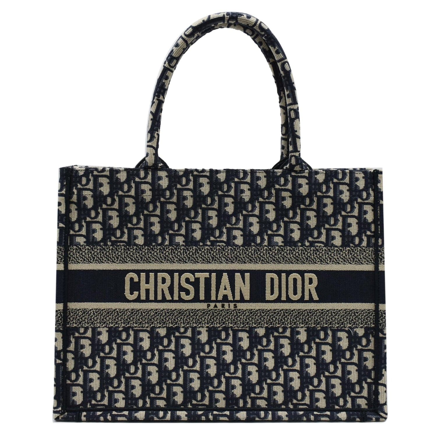 Dior Book Oblique Embroidery Tote Bag Blue Medium
