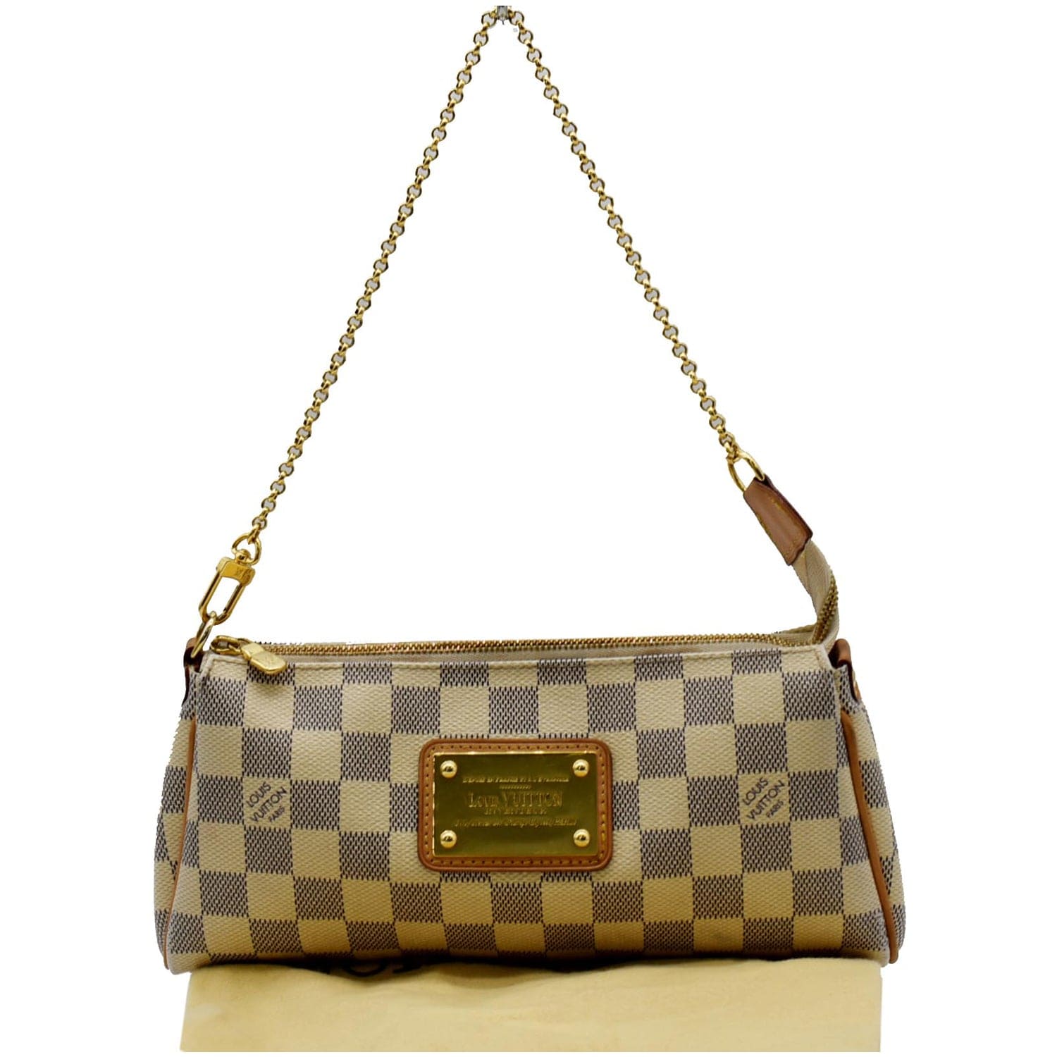 Louis Pochette Eva Damier Azur Clutch Bag White