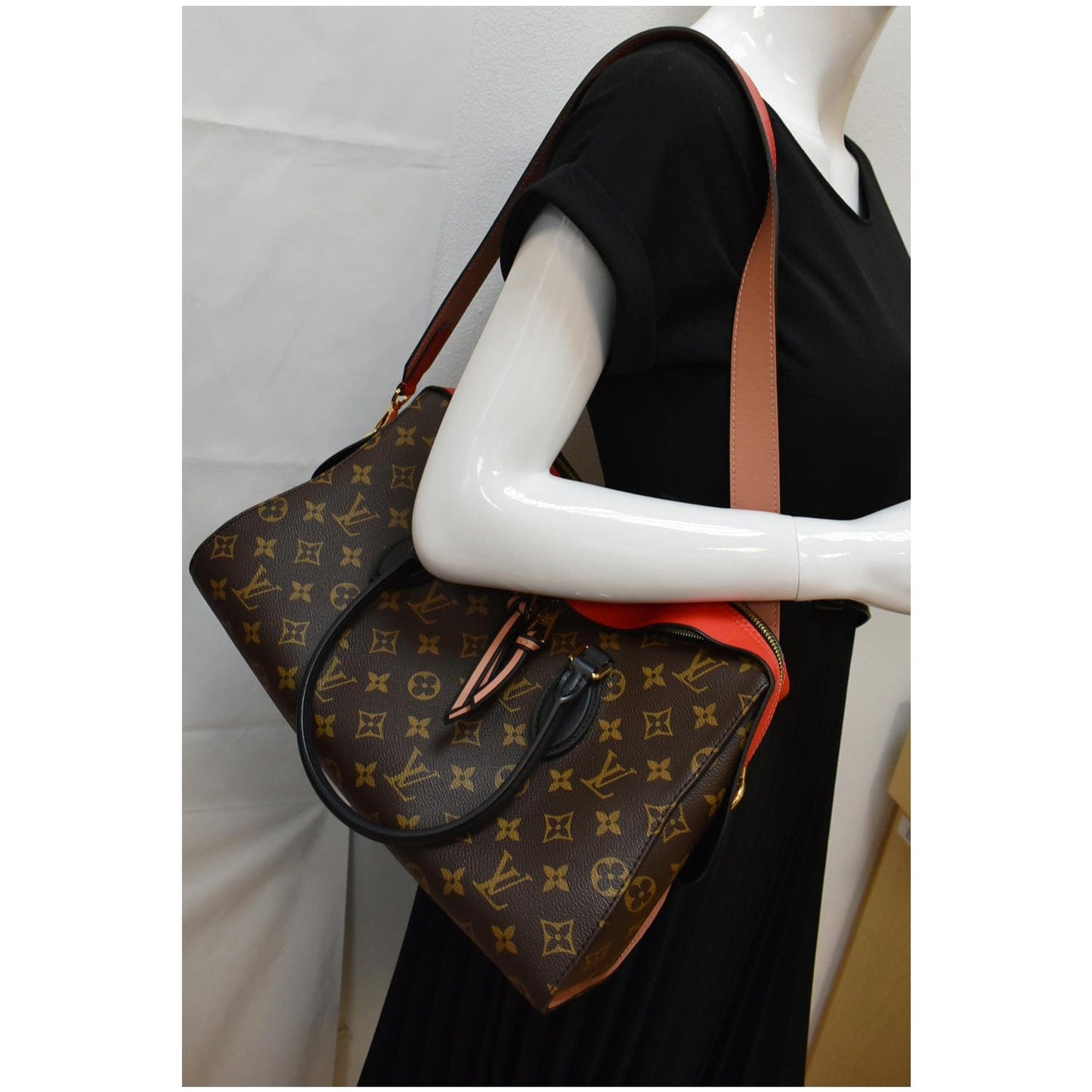 Louis Tuileries Tote Shoulder Bag Canvas Monogram Bag Red