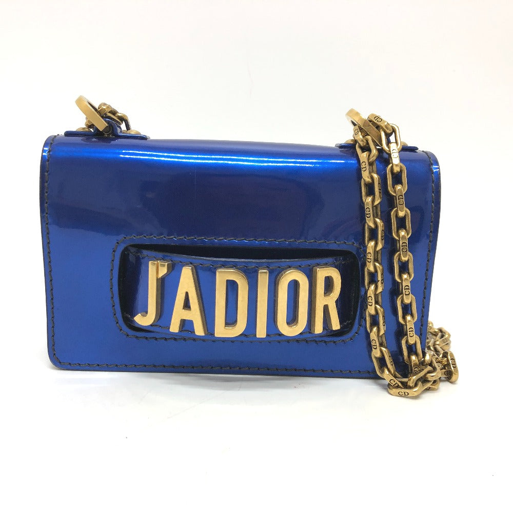 Dior Shoulder Bag Enamel Gunmetal Ja Leather Blue