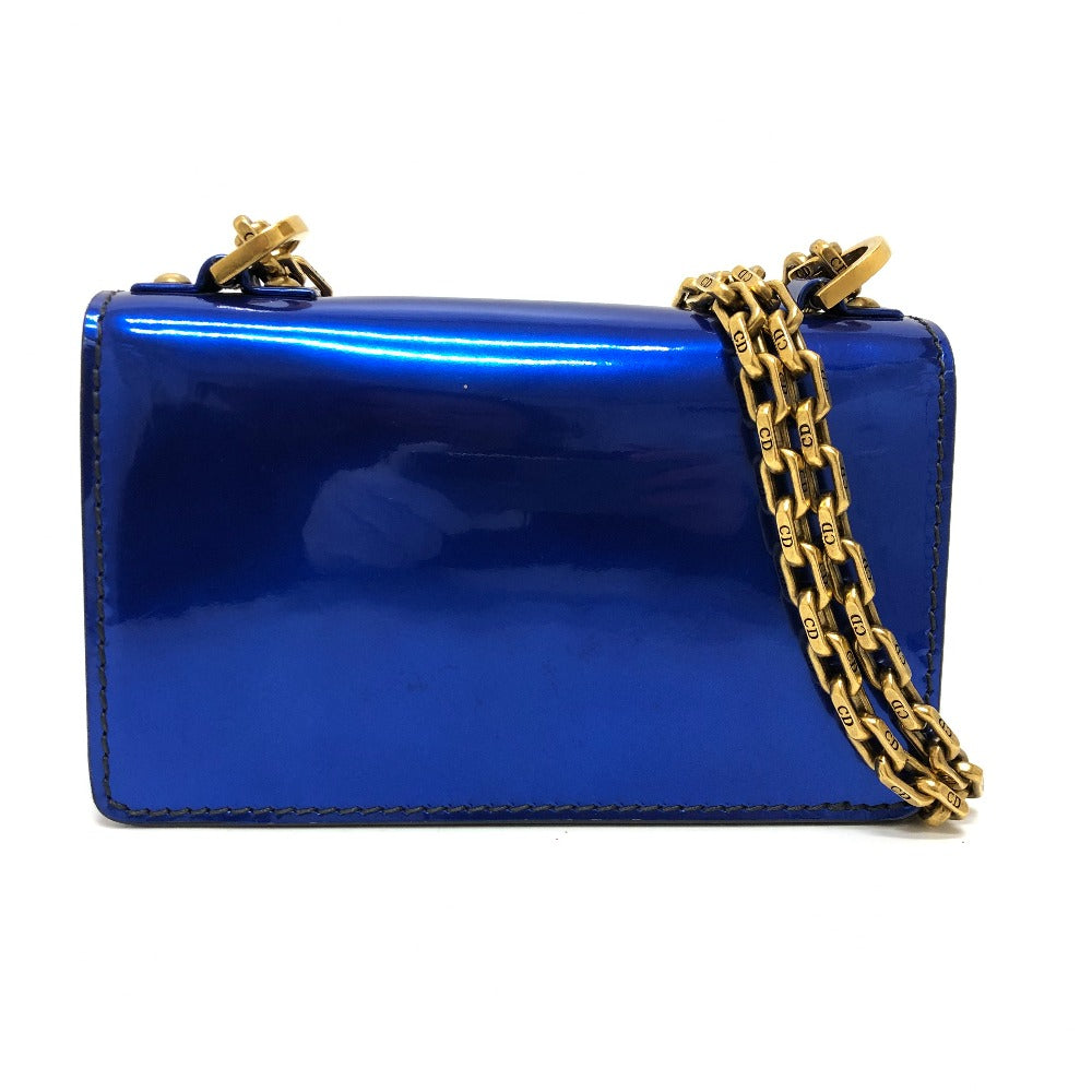 Dior Shoulder Bag Enamel Gunmetal Ja Leather Blue