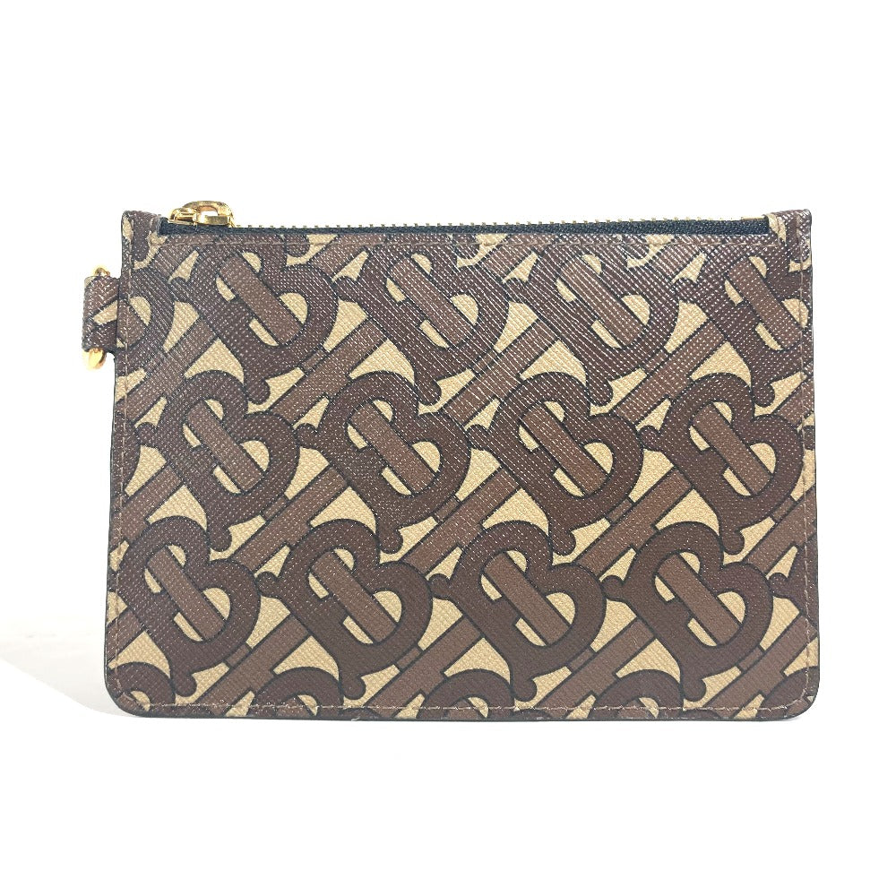 Burberry Pouch Tb Women Handbag Leather Brown Logo Travel Bag