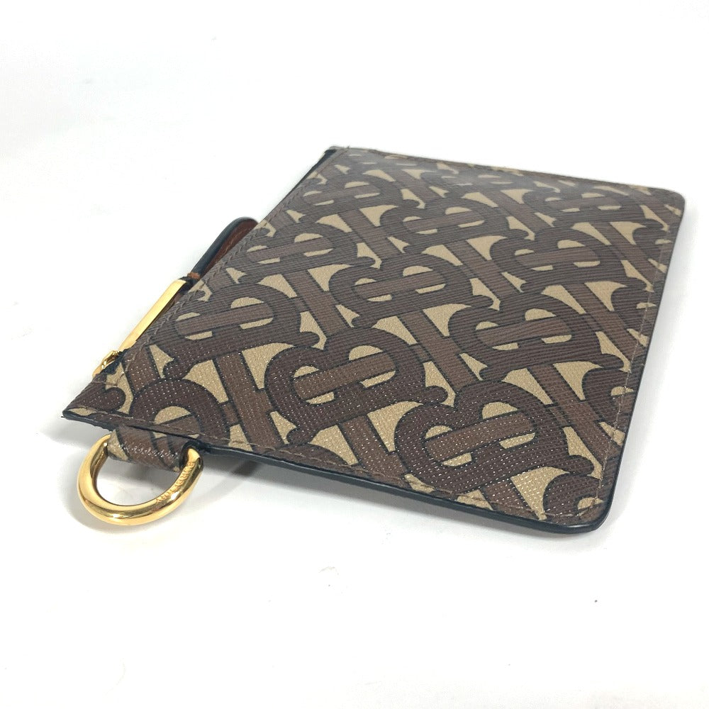 Burberry Pouch Tb Women Handbag Leather Brown Logo Travel Bag