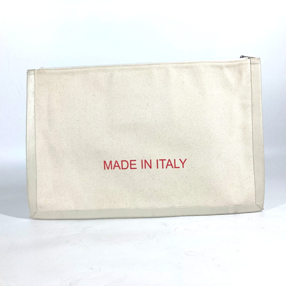 Clutch Bag Logo Women Leather Canvas