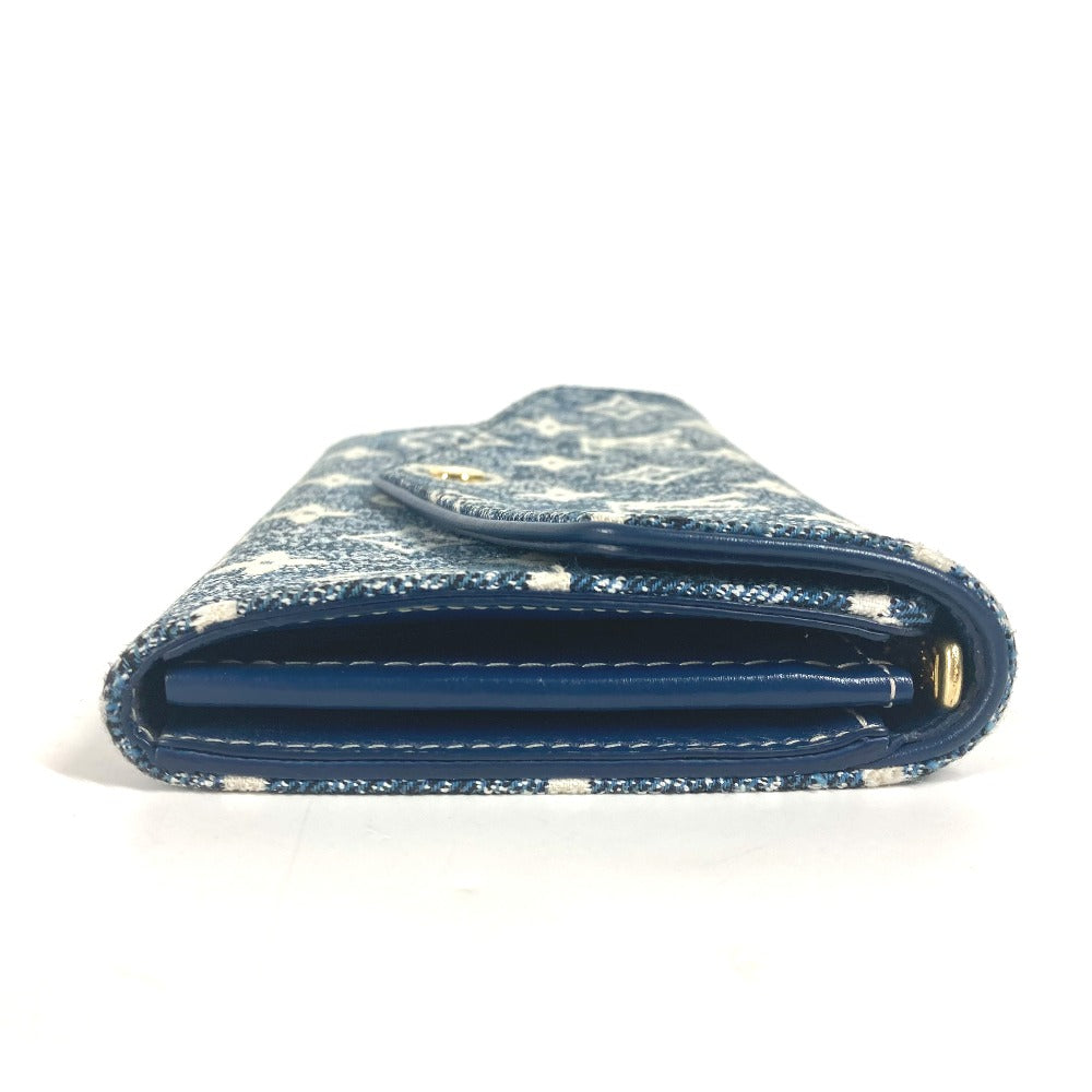 Louis Vuitton Long Purse M81183 jacquard Portefeuille Monogram Denim Blue Wallet Case