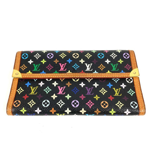 Louis Vuitton Long Purse M92658 Porte Tresor Monogram Canvas Black Multicolor Wallet Case
