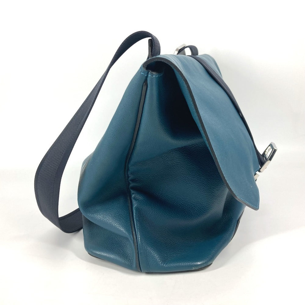 Hermes Shoulder Bag Type City Slide Leather Blue Flap Shoes