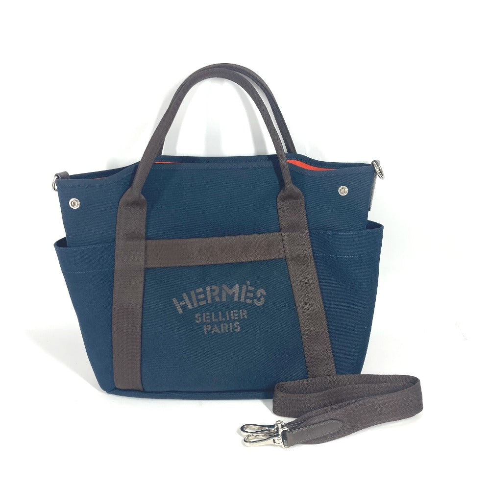 Hermes Tote Bag With Bag In Bag Sucked Pansage Leather Canvas Navy