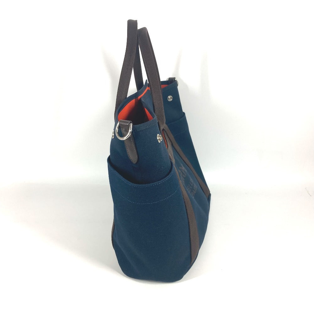 Hermes Tote Bag With Bag In Bag Sucked Pansage Leather Canvas Navy