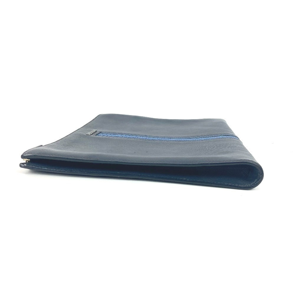 Clutch Bag Saffiano Navy Leather Logo