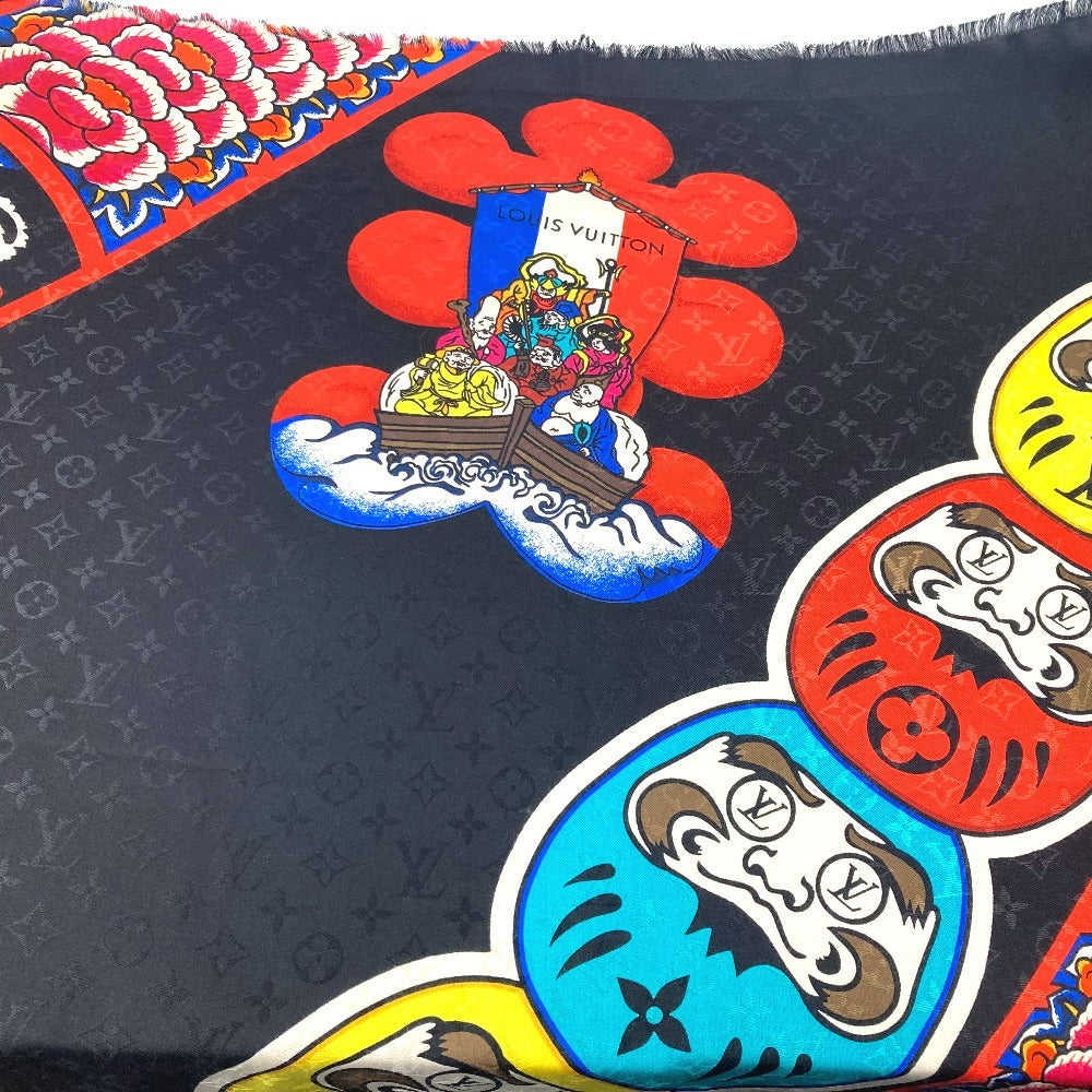 Louis Vuitton shawl Silk Kabuki Yamamoto Hirosai Monogram Wool Black Apparel