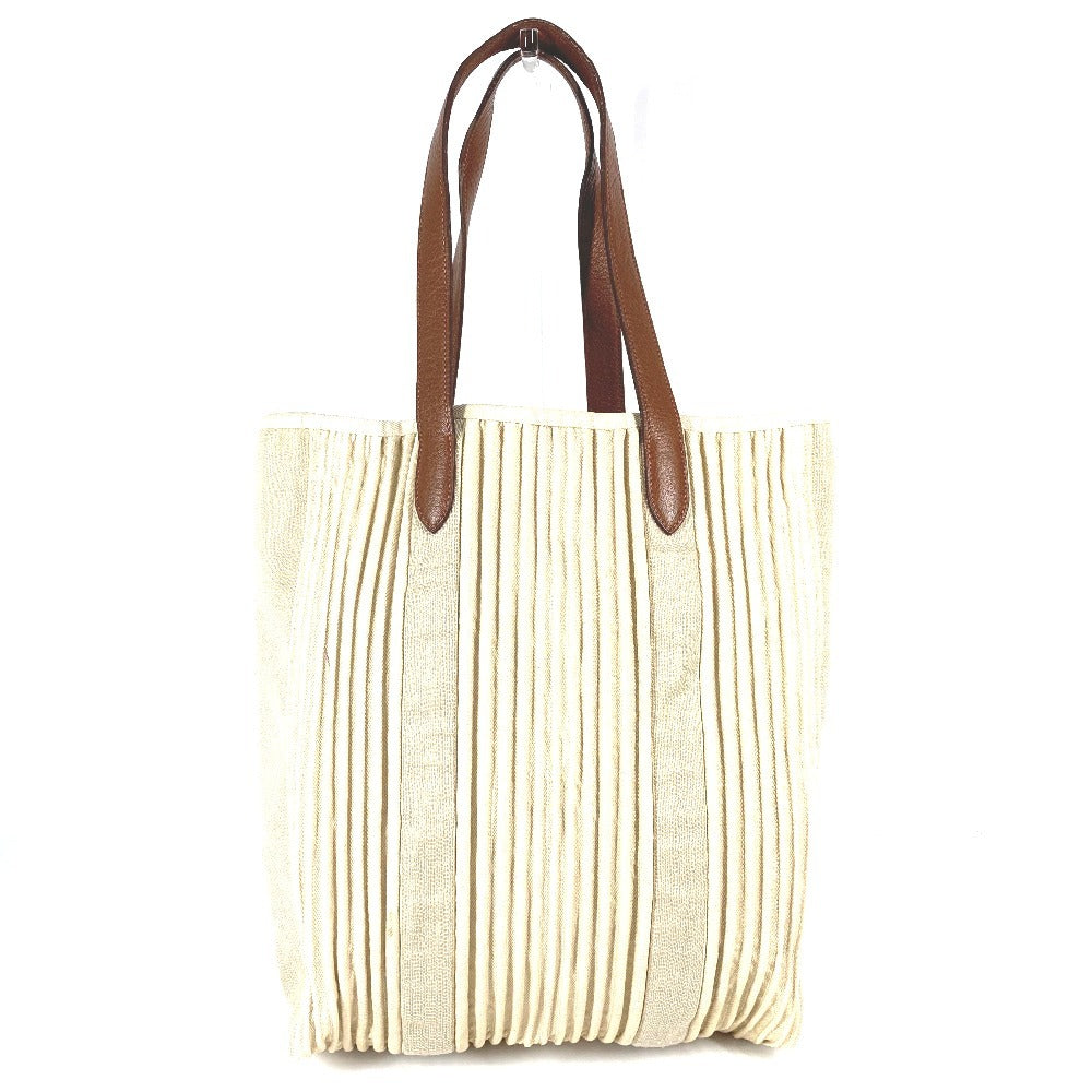 Hermes Shoulder Bag Kabas Calicut Leather Canvas Beige