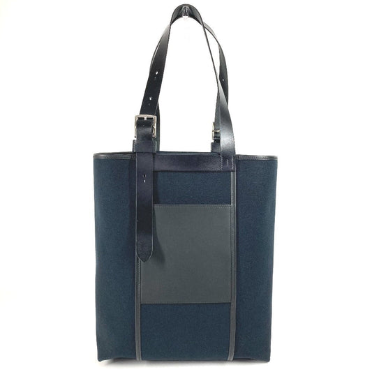 Hermes Shoulder Bag Toile Etriviere Pocket Leather Black