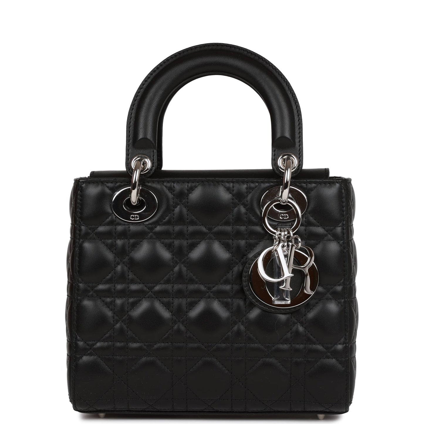 Dior Christian Abc Lady Tote Hardware Lambskin Black Silver Tote Bag