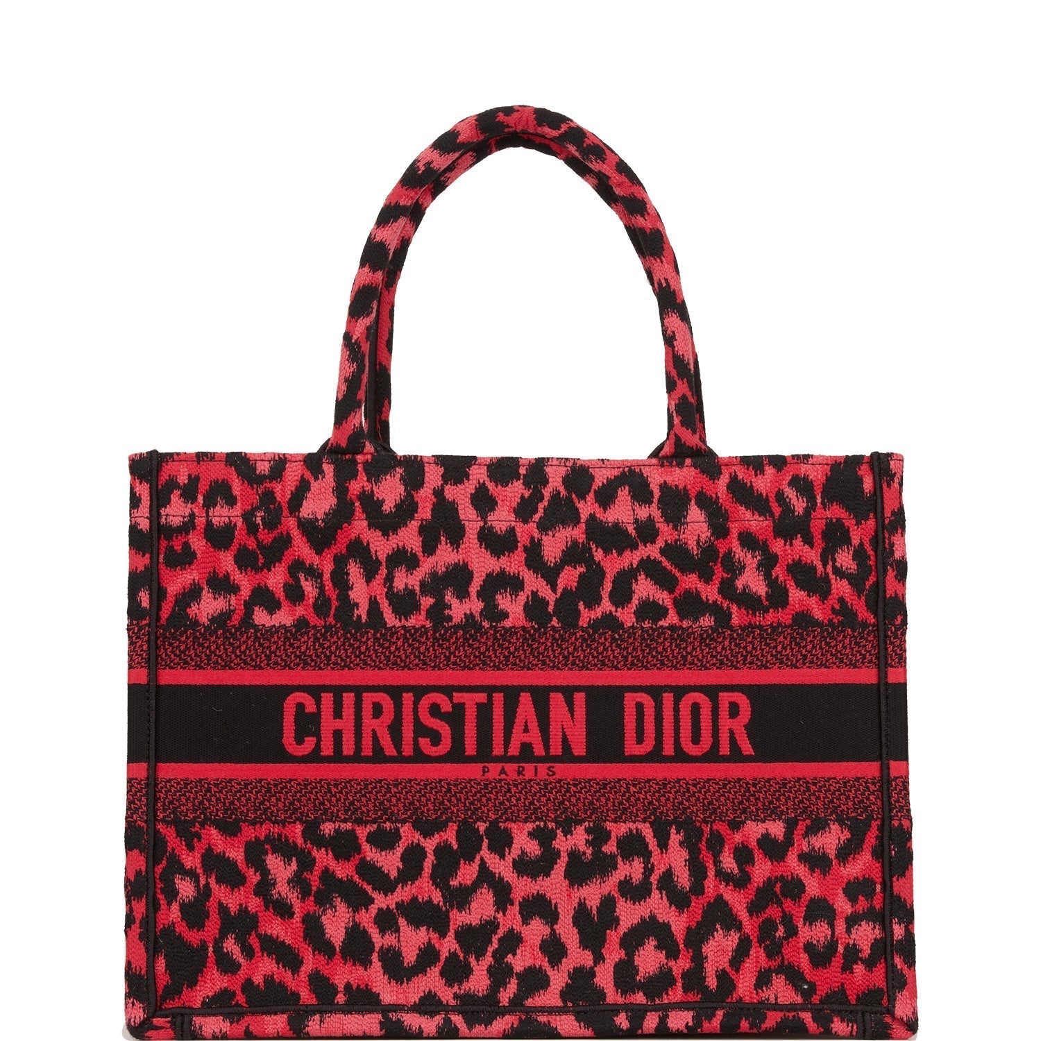 Dior Christian Book Tote Fuchsia Leopard Canvas Tote Bag