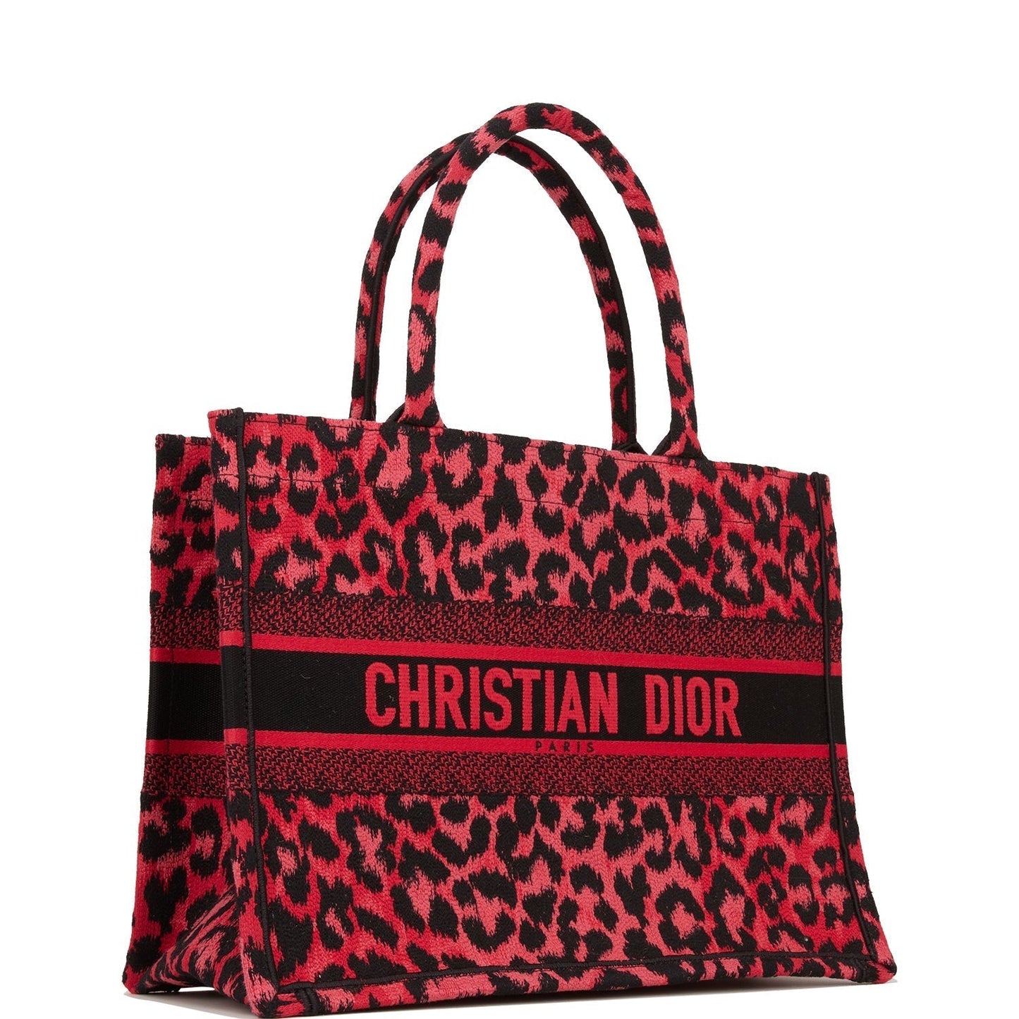 Dior Christian Book Tote Fuchsia Leopard Canvas Tote Bag