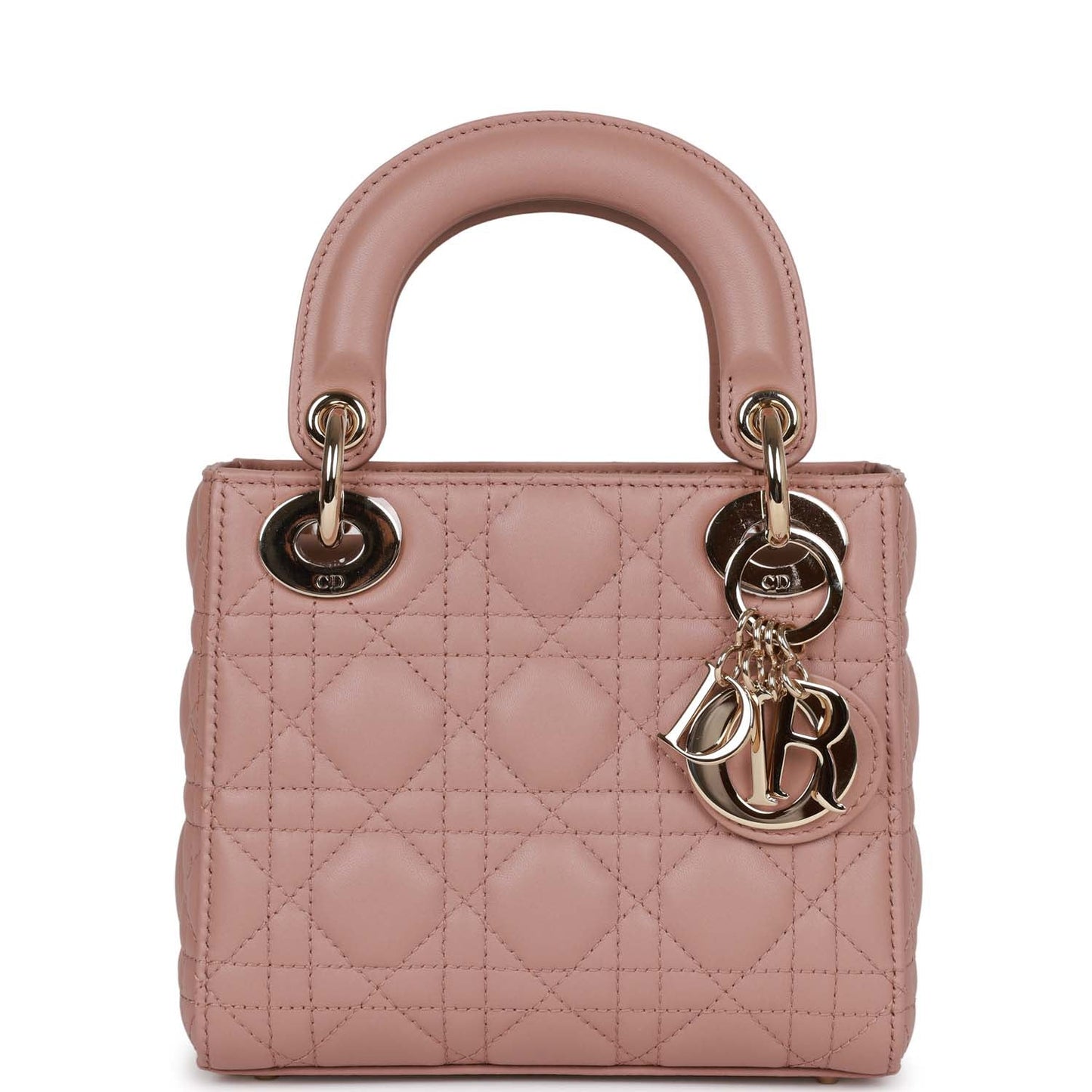 Dior Christian Lady Bag Blush Cannage Light Hardware Lambskin Gold Mini Tote Bag