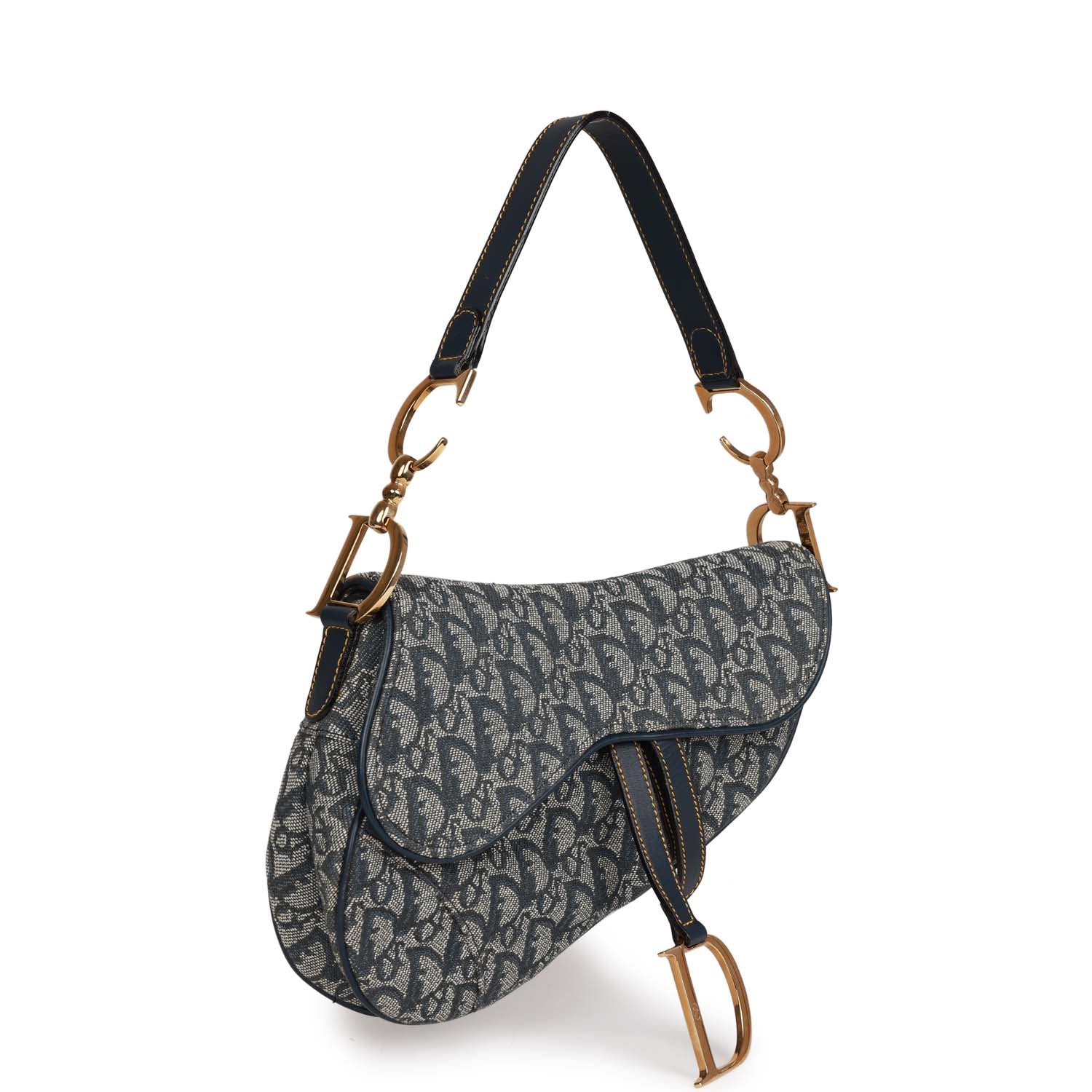 Dior Christian Saddle Bag Grey issimo Hardware Canvas Gold Gray Travel Bag