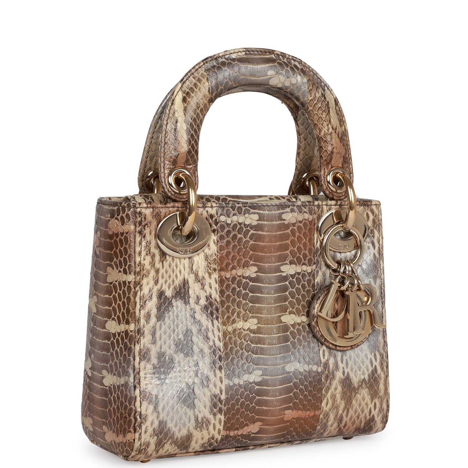 Dior Christian Lady Tote Hardware Python Gold Mini Tote Bag