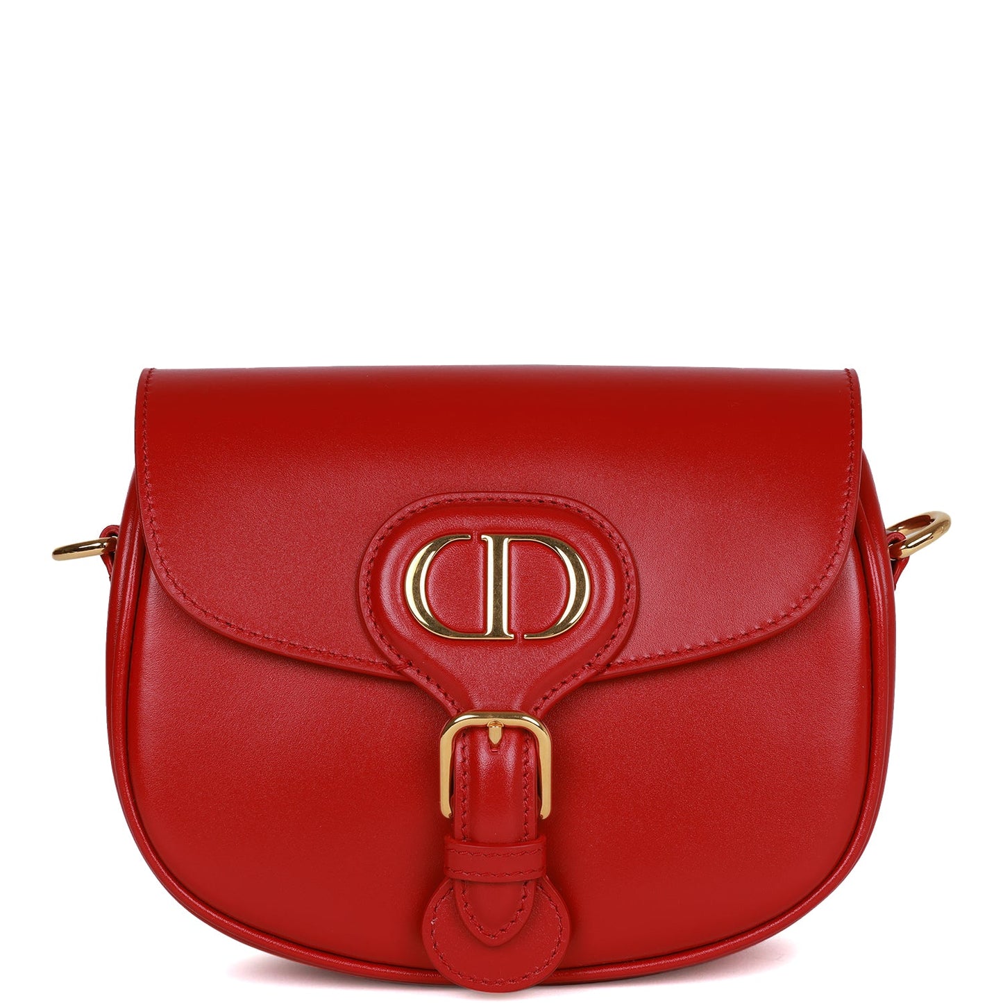 Dior Christian Poppy Calfskin Bobby Bag Hardware Red Gold Small Travel Bag