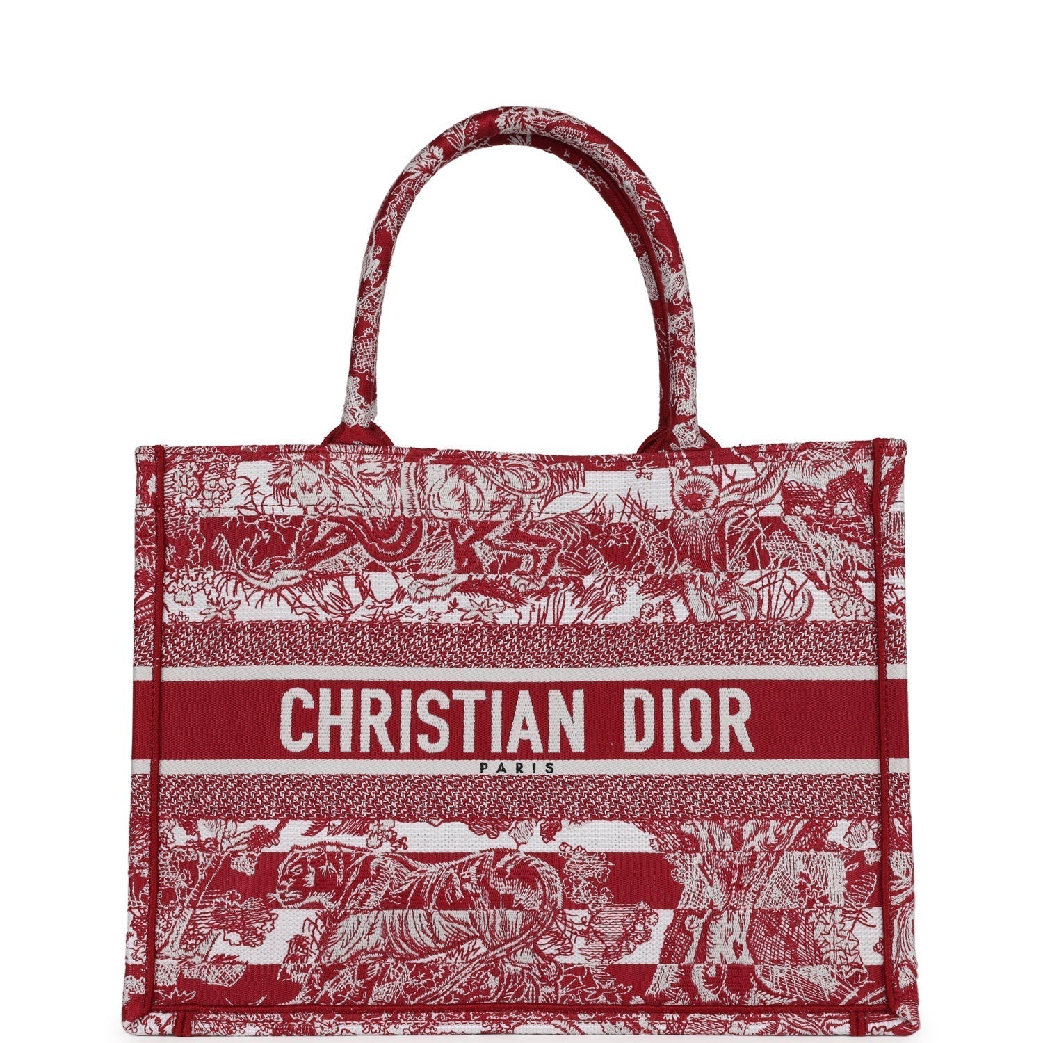 Dior Christian Burgundy Toile De Jouy Stripes Book Tote Medium Tote Bag
