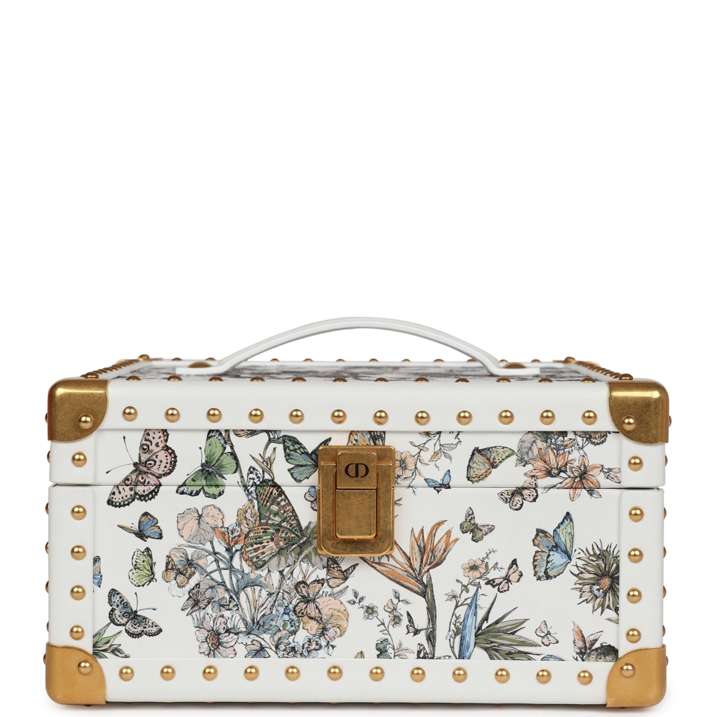 Dior Christian Lady With Trunk Calfskin Light Hardware Tote Gold Multicolor Small Tote Bag