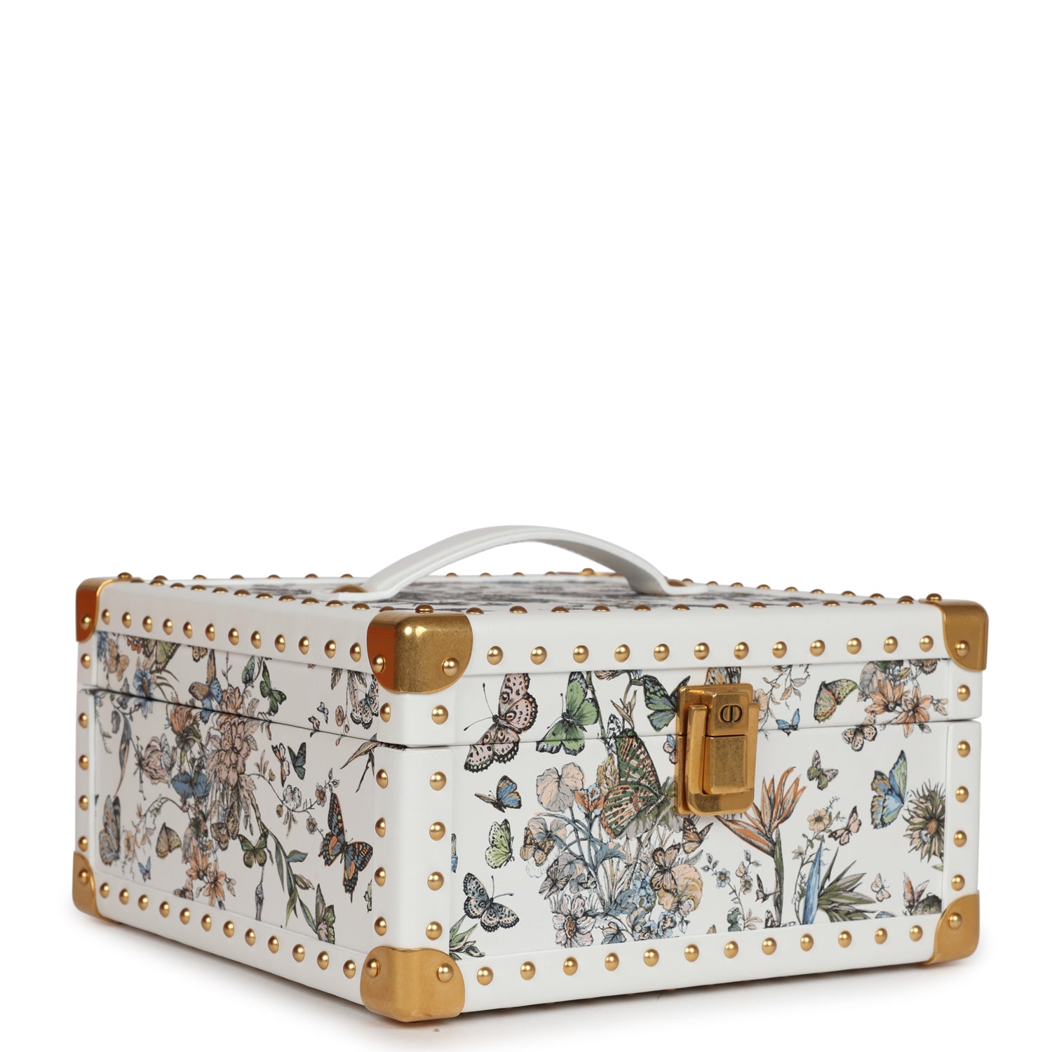 Dior Christian Lady With Trunk Calfskin Light Hardware Tote Gold Multicolor Small Tote Bag