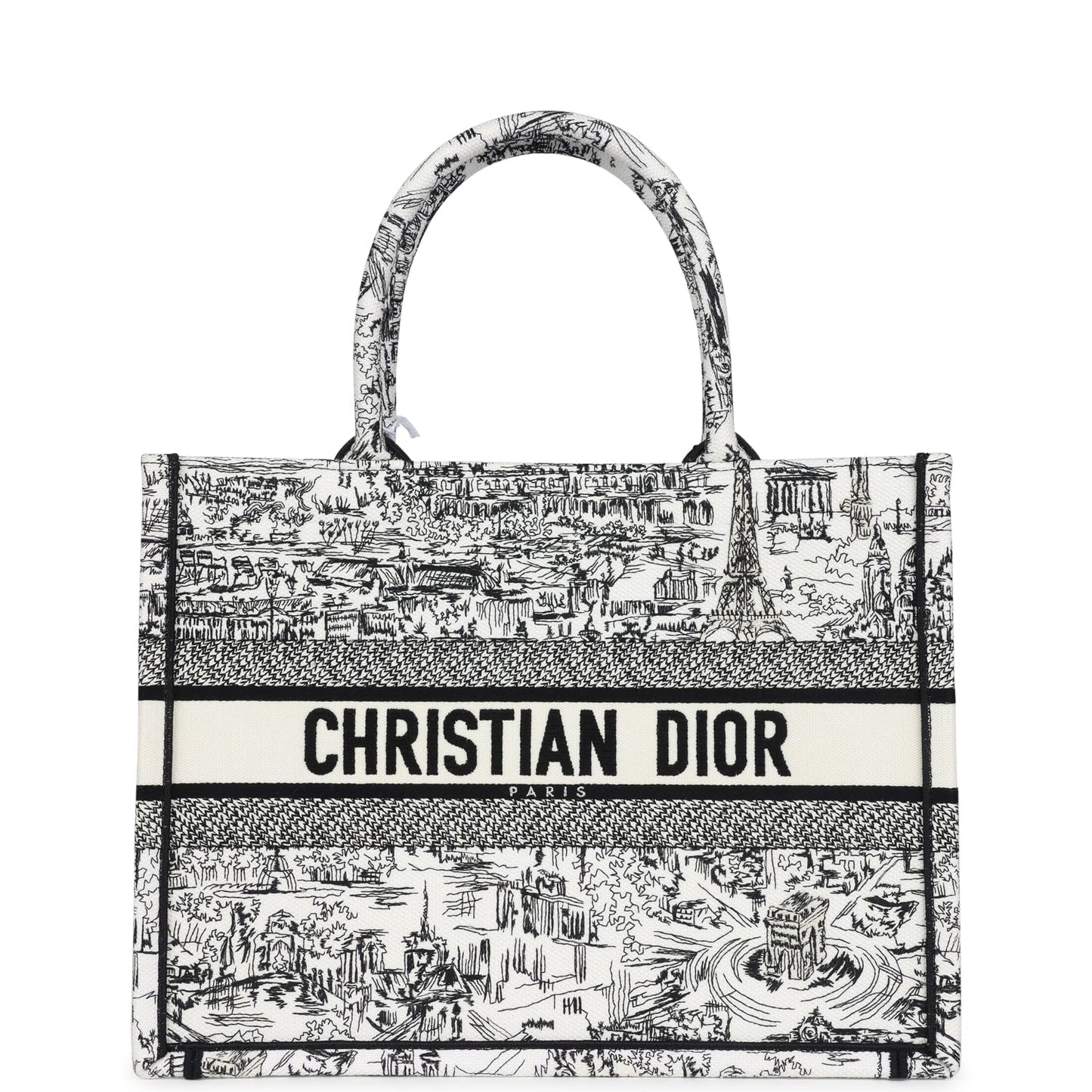 Dior Christian Paris All Over Book Tote And Canvas Black White Tote Bag
