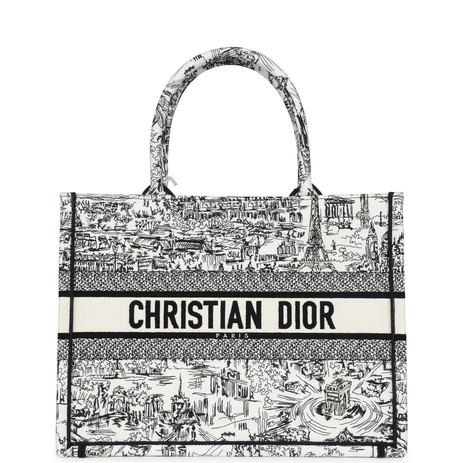 Dior Christian Paris All Over Book Tote And Canvas Black White Tote Bag