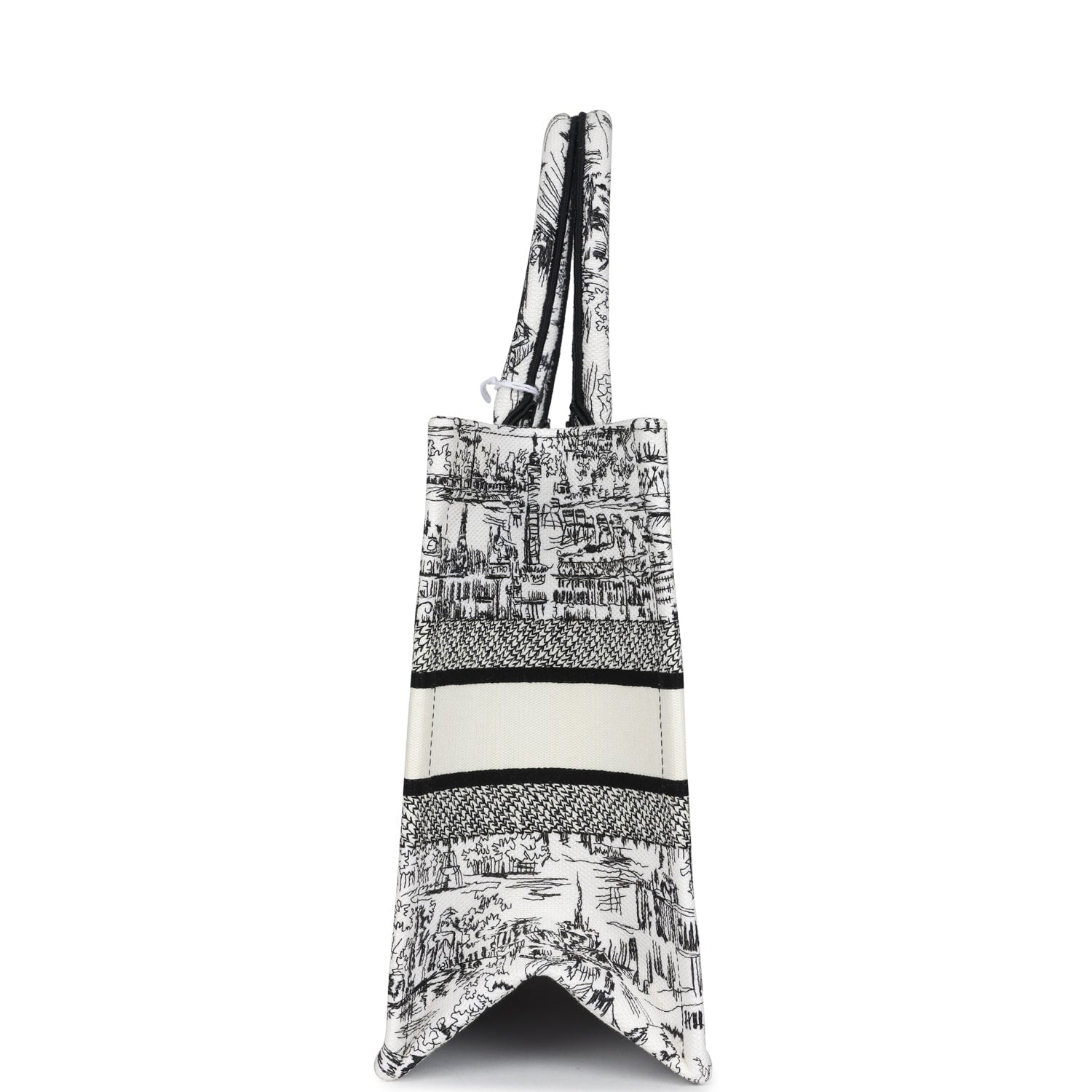 Dior Christian Paris All Over Book Tote And Canvas Black White Tote Bag