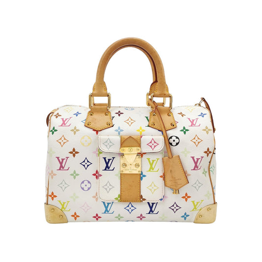 Louis Vuitton x Takashi Murakami Speedy 30 Lock Multicolor White Handbag Multicolor 16