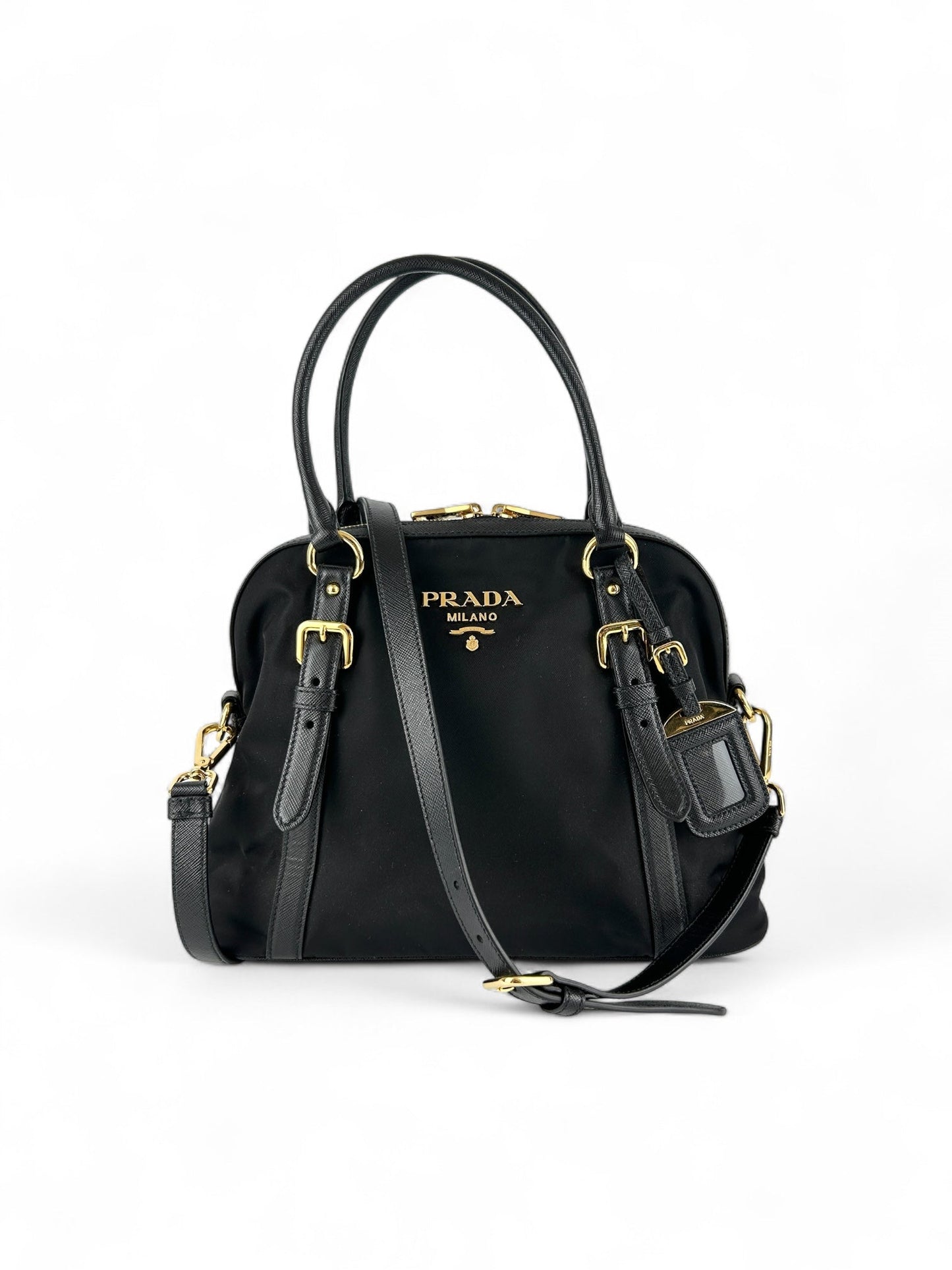 Prada Handbag Tessuto 2Way Leather Nylon Saffiano