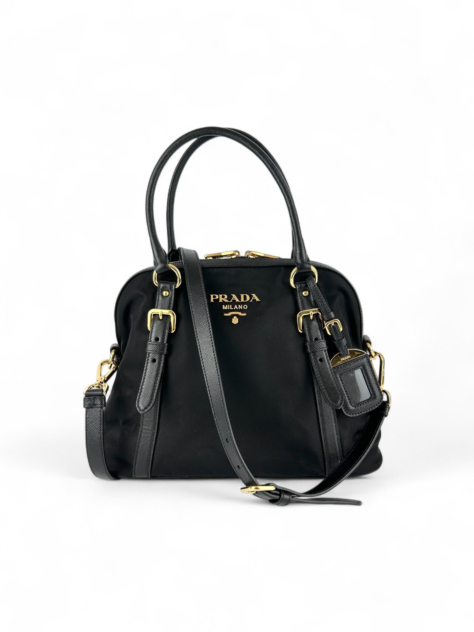 Prada Handbag Tessuto 2Way Leather Nylon Saffiano