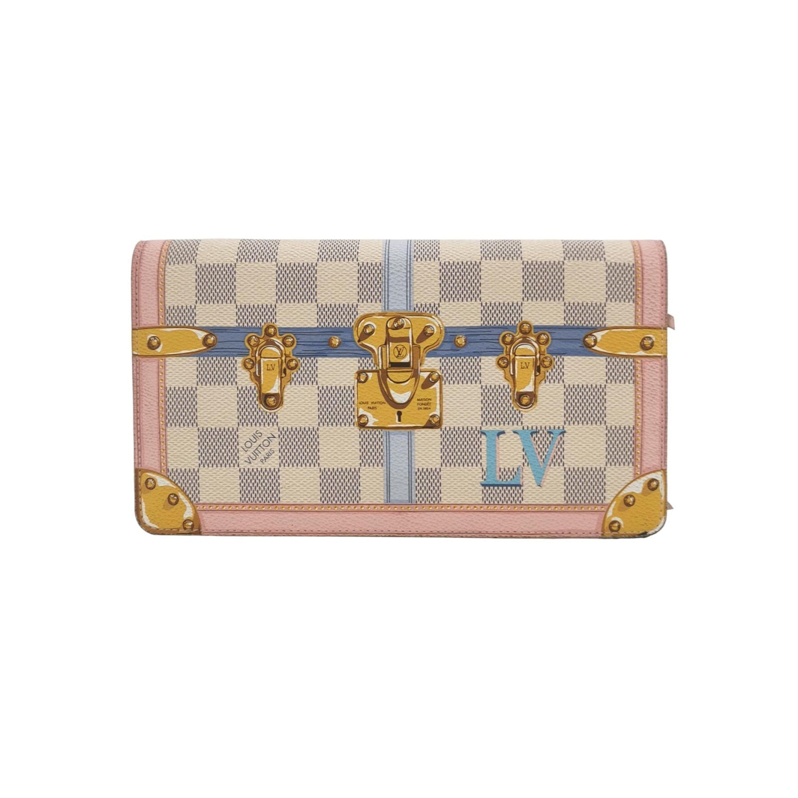 Louis Vuitton Azur Summer Trunks Pochette Weekend Damier White Clutch Bag